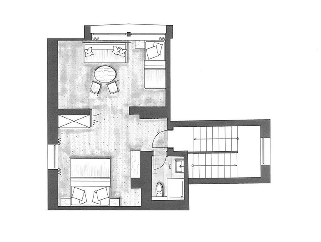 Skizze Appartement im Dachgeschoss