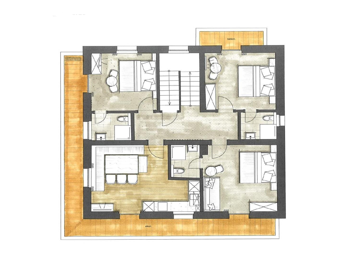 Skizze Appartement im Obergeschoss